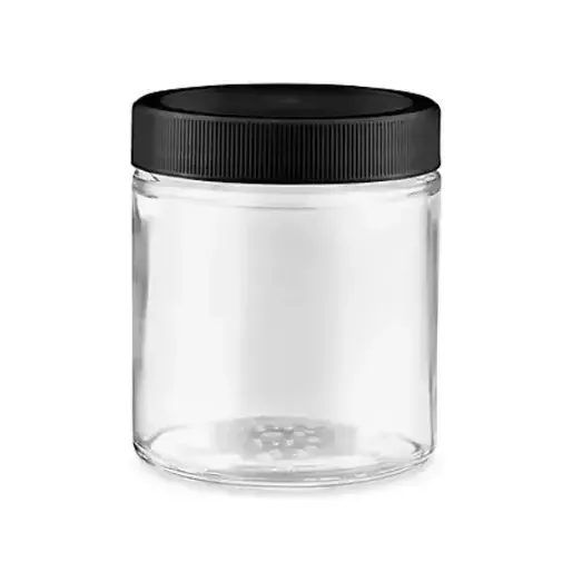 4-Unzen-Vorratsglas aus Klarglas mit schwarzem Schraubdeckel