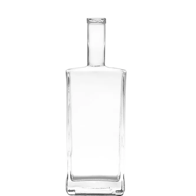 750 ml leere quadratische Klarglas-Spirituosenflasche