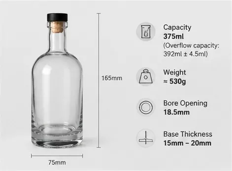 375ml Glass Nordic Bottle with Cork Finish