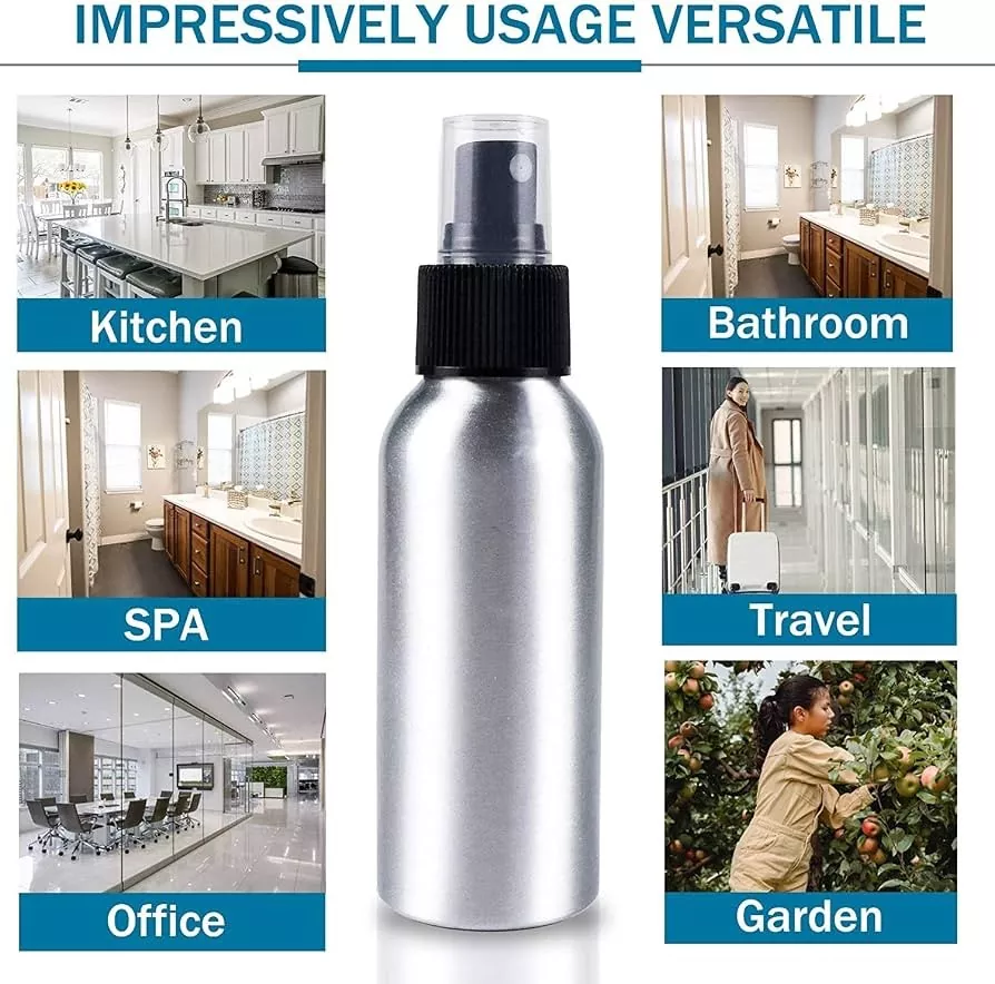 60ml (2oz) Mini Reusable Aluminum Fine Mist Spray Bottle