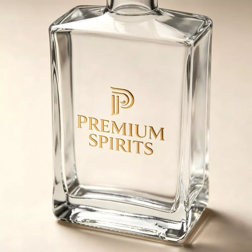 750ml Empty Square Clear Glass Liquor Bottle